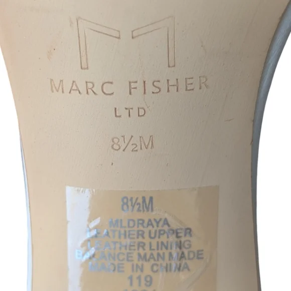 Marc Fisher Draya Braided Leather Mule Sandals White Size 8.5 Heels Heels